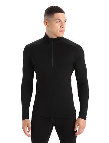 Icebreaker Merino 260 Tech Long Sleeve Half Zip Thermal Top Férfi Base Layers Fekete | HU 1387UZGT